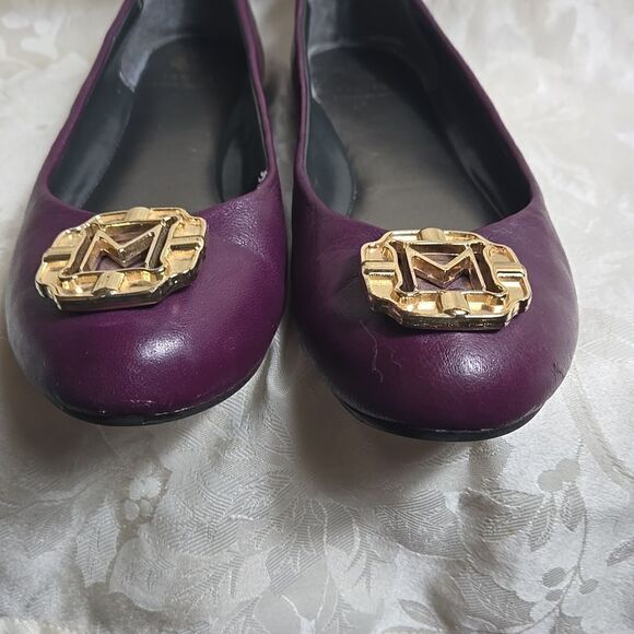 Monet Burgundy Purple Leather M Buckle Flats - Picture 7 of 8